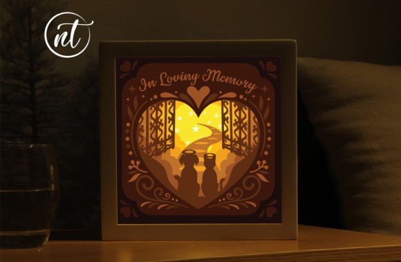 Pet dog and cat memorial shadow box SVG with layered paper design