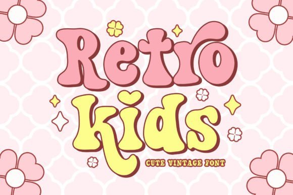 Playful retro font with fun vintage lettering for kids projects, stickers and cheerful designs
