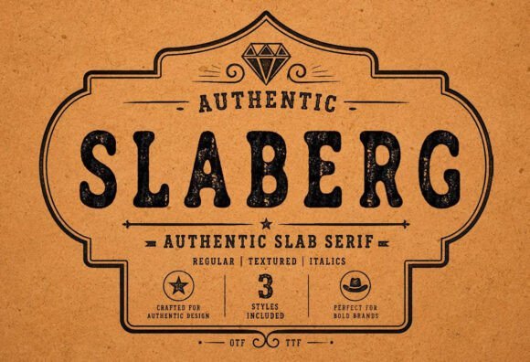 Slaberg distressed western slab serif tattoo font