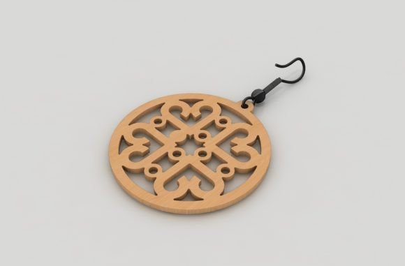 Handmade-style wooden earrings created from laser cut jewelry SVG designs