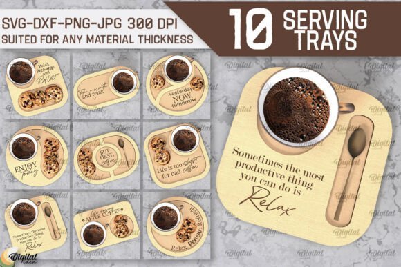 Decorative laser cut wooden serving tray designs with detailed cutout patterns