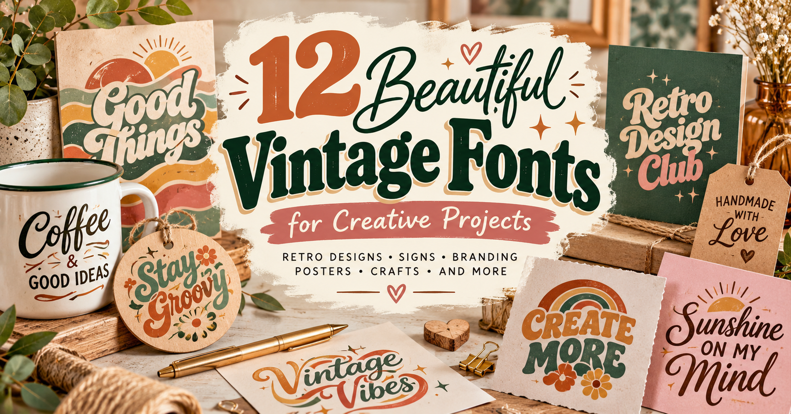 Collection of vintage fonts for retro designs, signs, branding, posters and creative projects